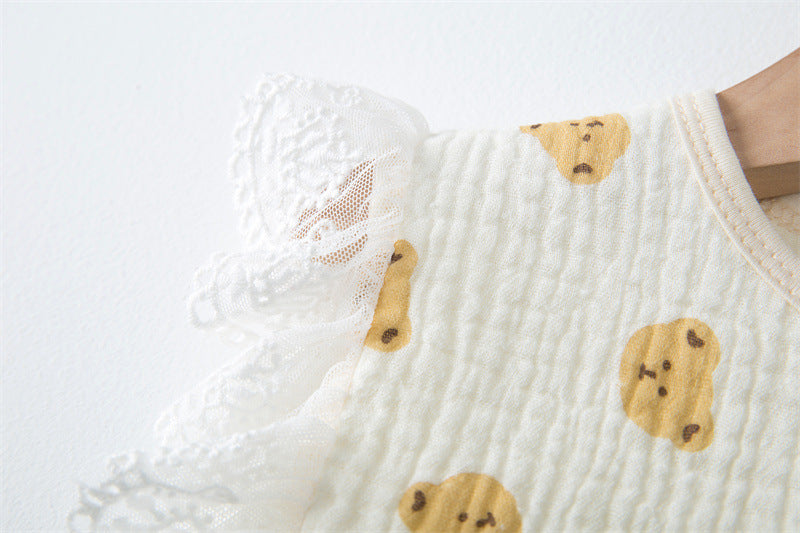Baby Printed Pattern Lace Belt Design Bibs For Newborn Baby