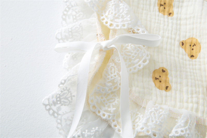 Baby Printed Pattern Lace Belt Design Bibs For Newborn Baby