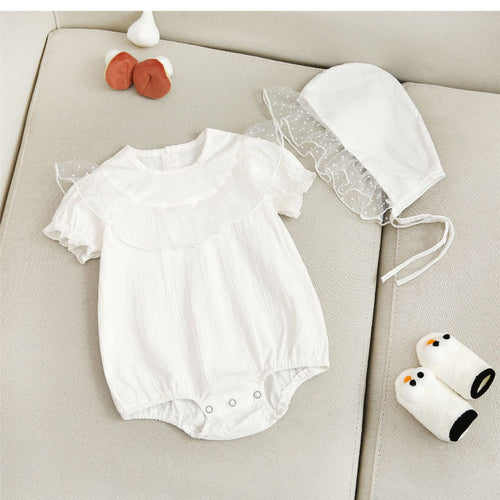 Baby Girl 1pcs Solid Color Polka Dot Graphic Mesh Patchwork Crotch