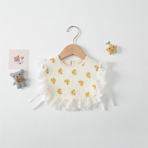 Baby Printed Pattern Lace Belt Design Bibs For Newborn Baby