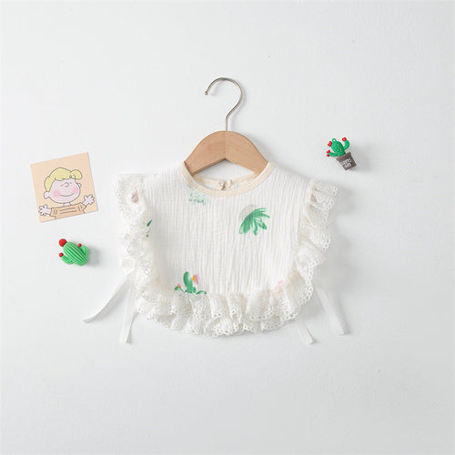 Baby Printed Pattern Lace Belt Design Bibs For Newborn Baby
