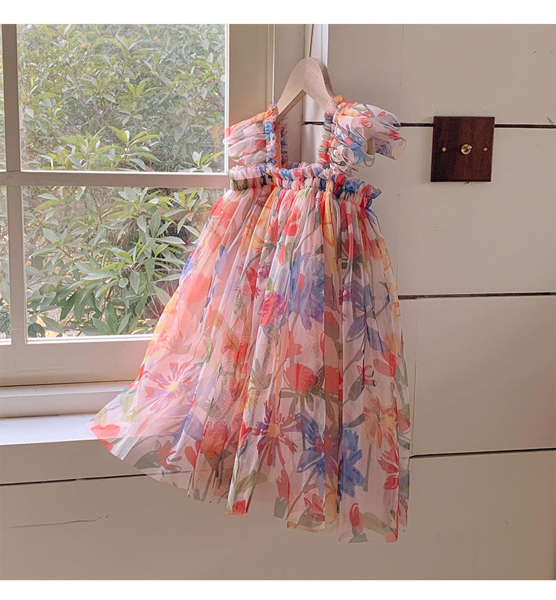Summer Arrival Baby Kids Girls Cute Fly Sleeves Sweet Floral Tulle