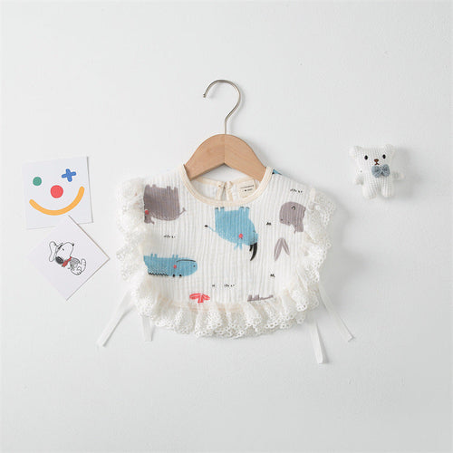 Baby Printed Pattern Lace Belt Design Bibs For Newborn Baby