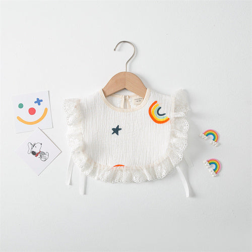 Baby Printed Pattern Lace Belt Design Bibs For Newborn Baby