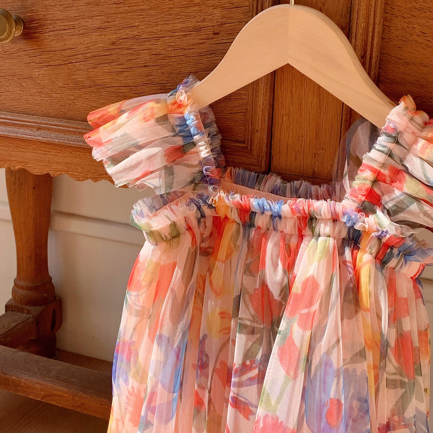 Summer Arrival Baby Kids Girls Cute Fly Sleeves Sweet Floral Tulle