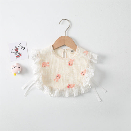 Baby Printed Pattern Lace Belt Design Bibs For Newborn Baby